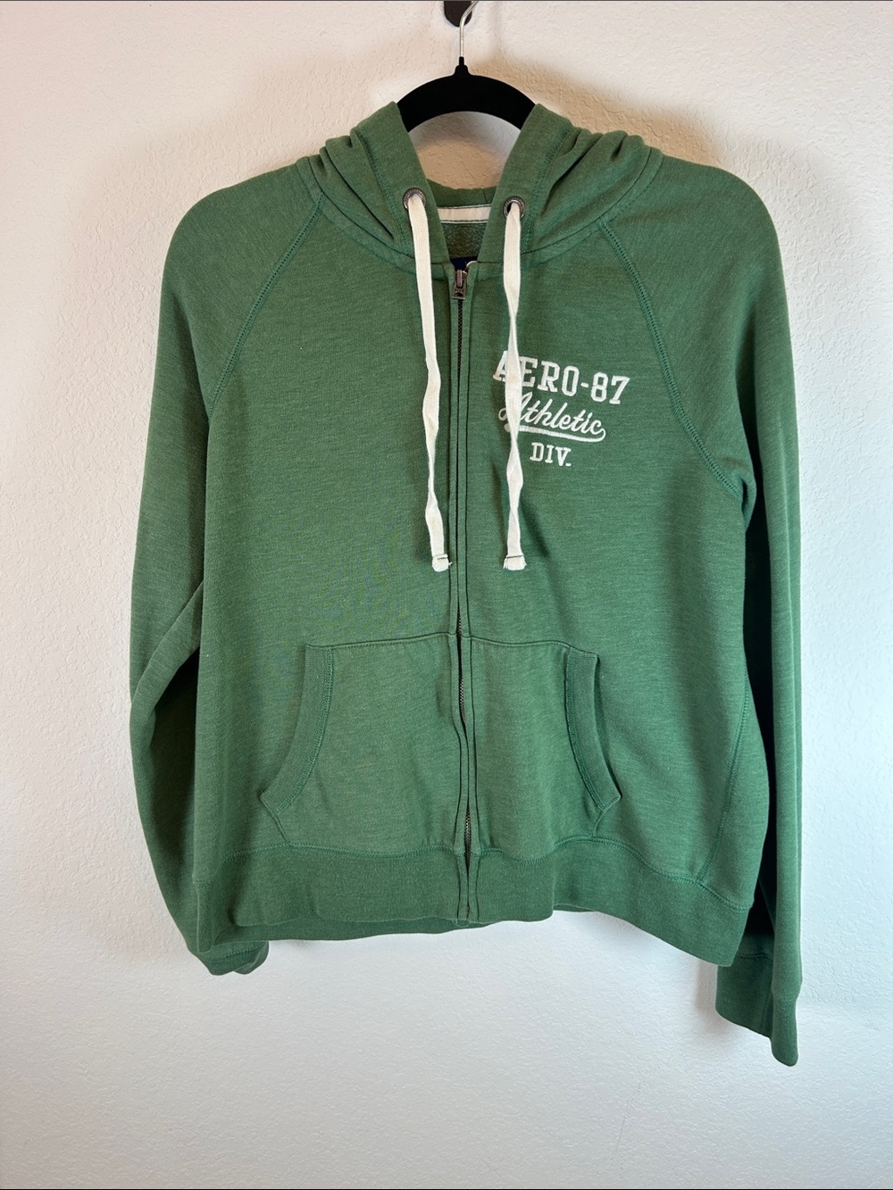 Aeropostale Aero-87 Athletic Division Green Zip-Up Hoodie Sporty cozy  XL